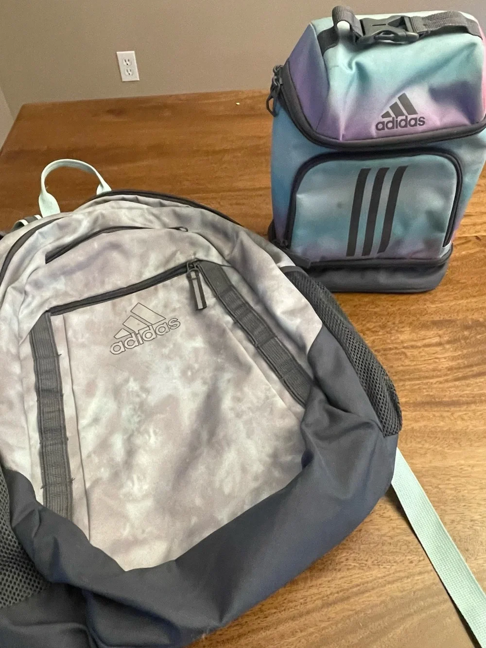 adidas Gray & Teal Ombre Backpack with Matching Lunch Bag